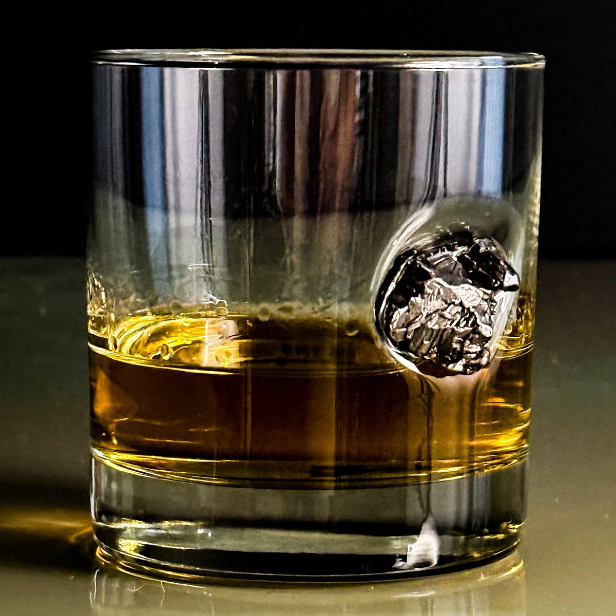 Solstice Foundry meteorite whiskey glass hero shot